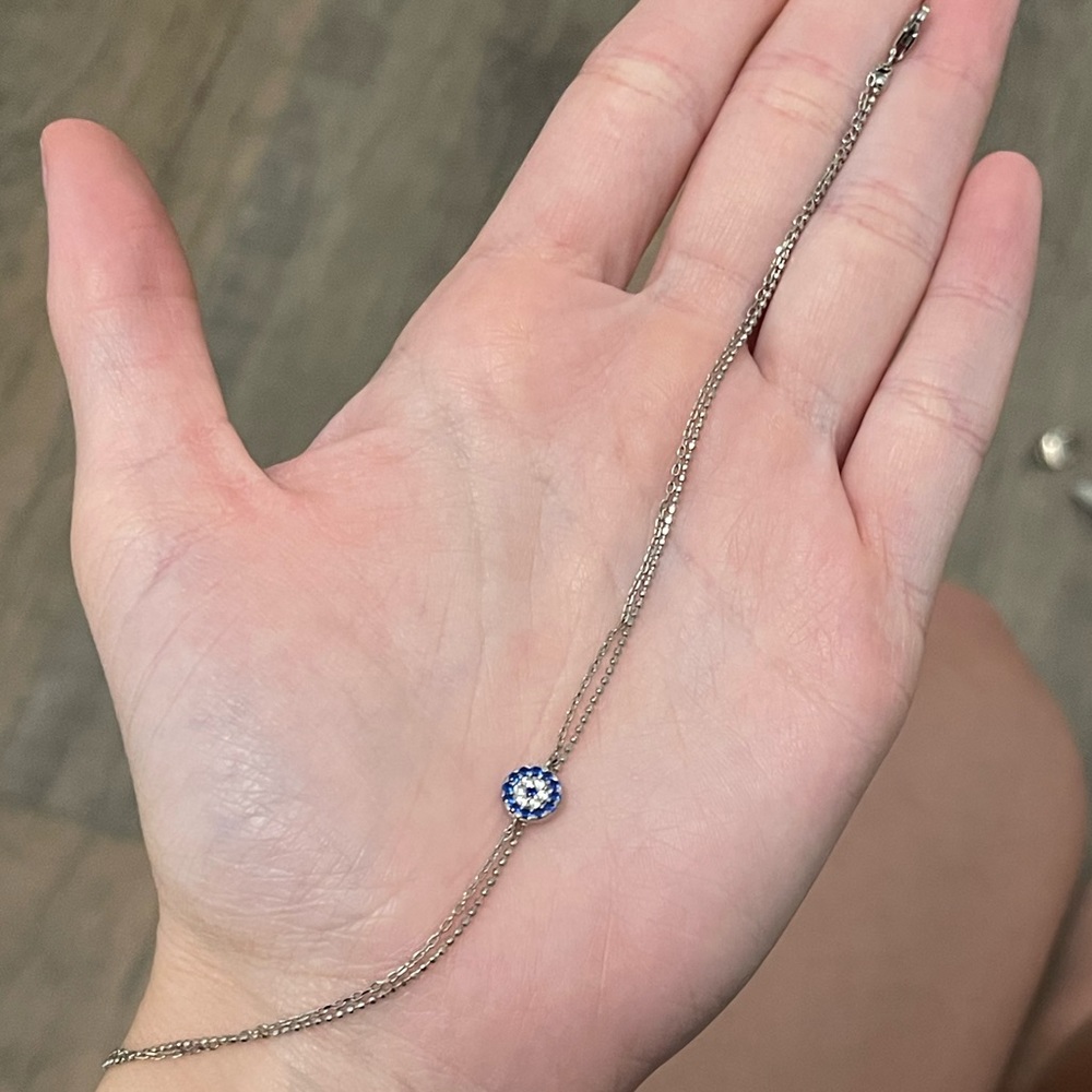 sterling silver evil eye anklet